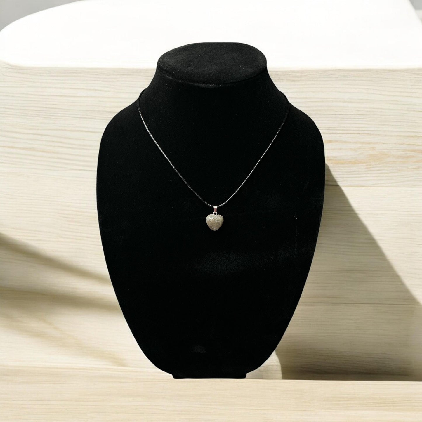 Elegant Heart Pendant Necklace on Black Cord – Minimalist Charm