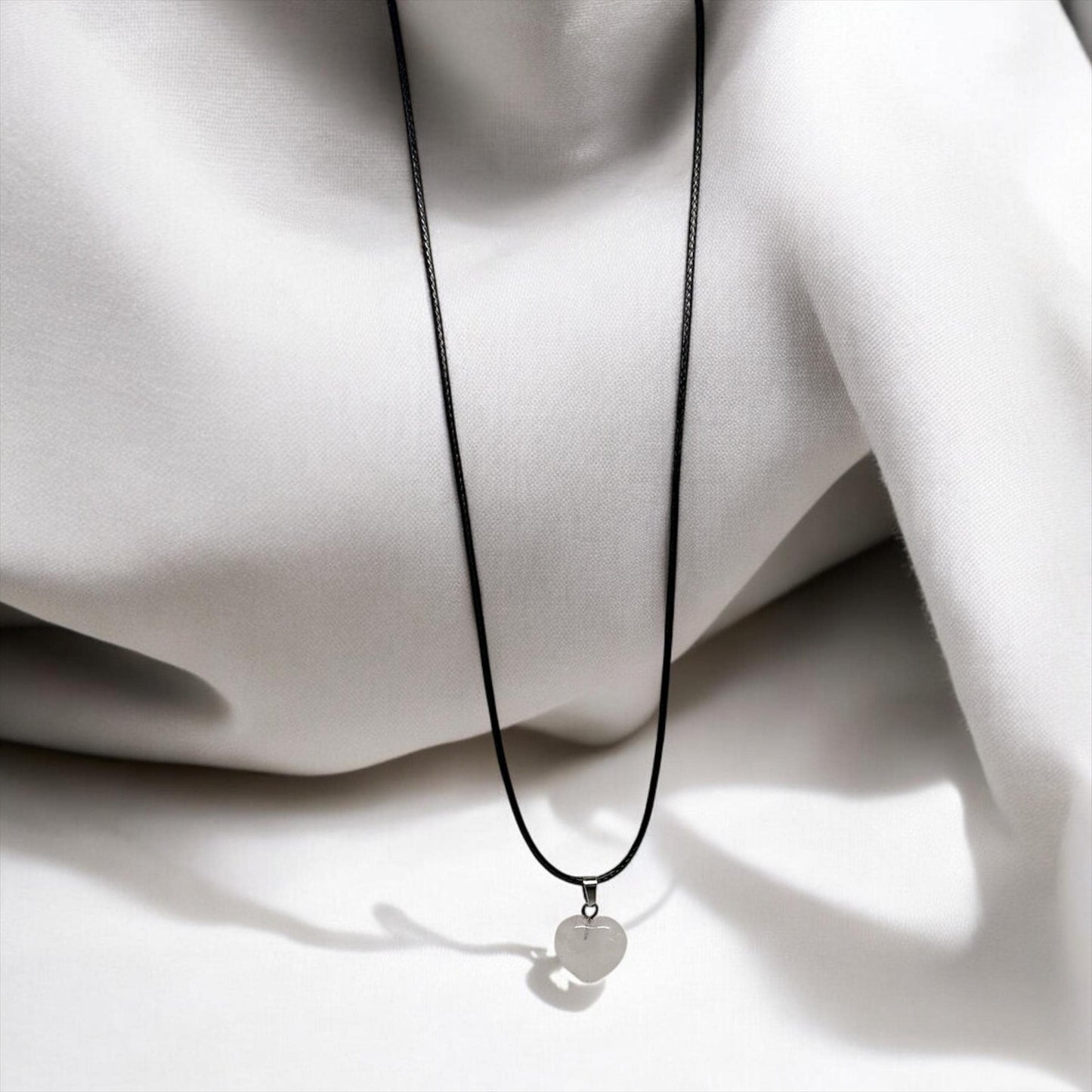 Elegant Heart Pendant Necklace on Black Cord – Minimalist Charm