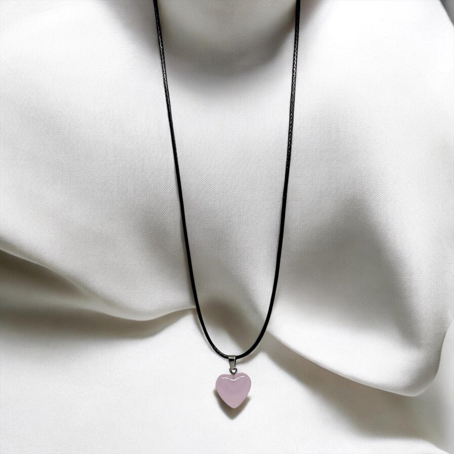 Elegant Heart Pendant Necklace on Black Cord – Minimalist Charm