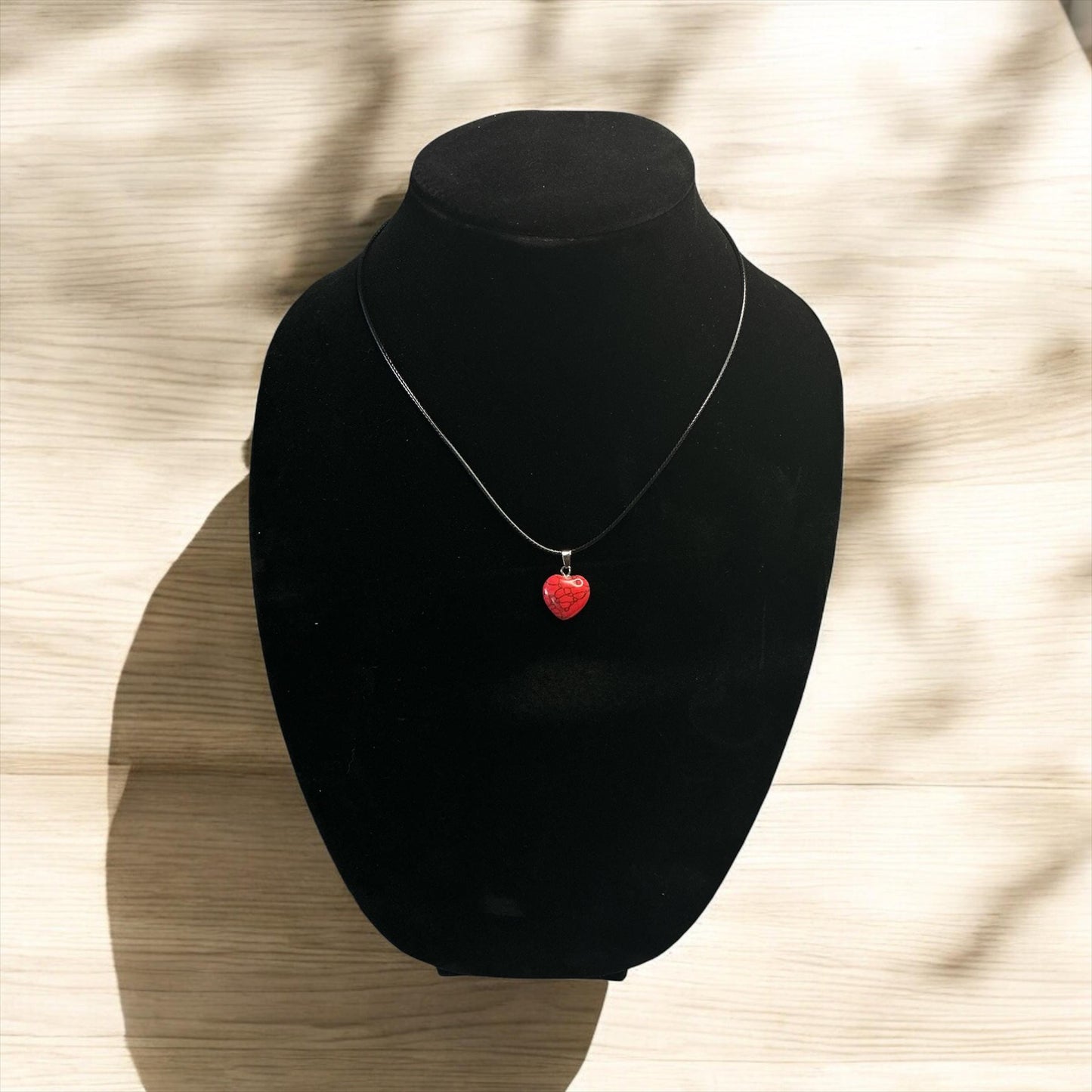 Elegant Heart Pendant Necklace on Black Cord – Minimalist Charm