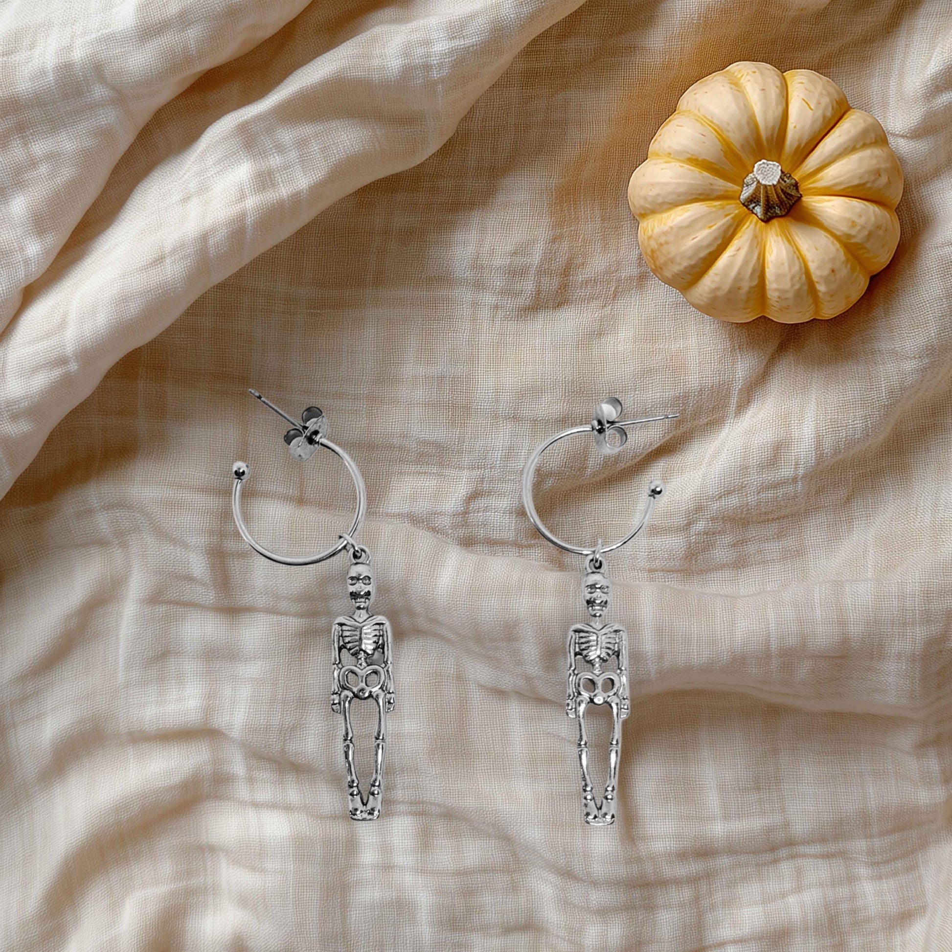 Skeleton Hoop Earrings | Statement Dangle Earrings for Goth & Halloween Style