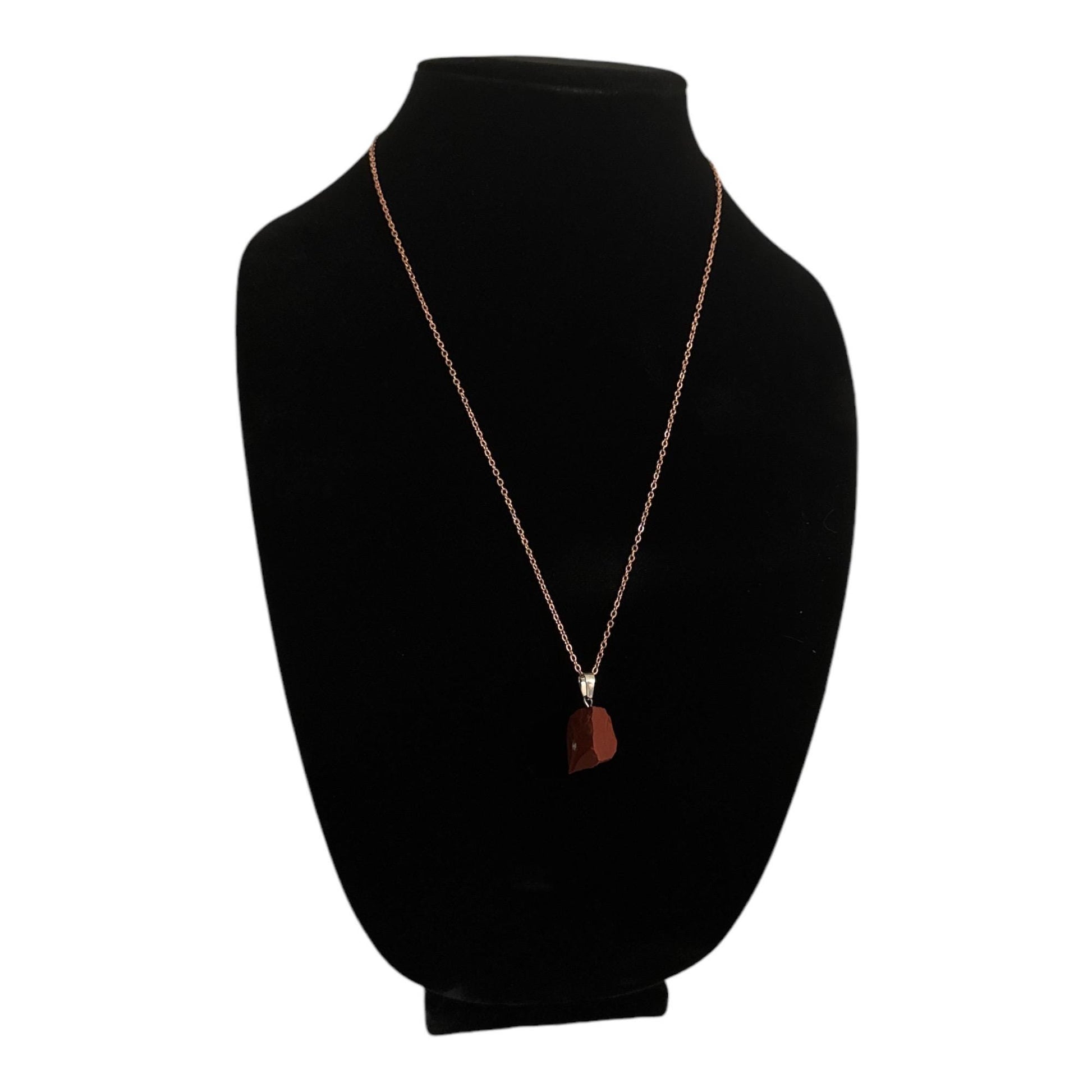 22.5-Inch Rose Gold Necklace with Polished Stone Pendant – Natural Elegance