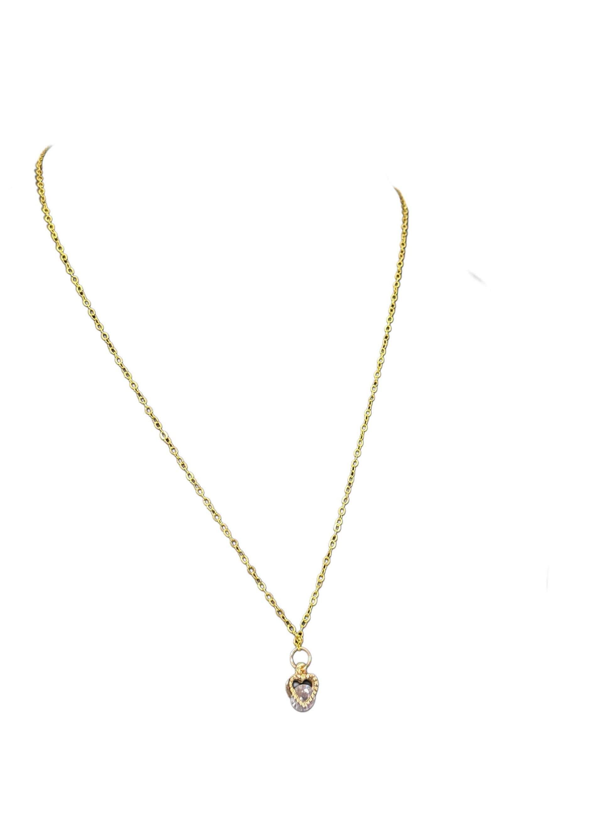 Elegant Gold Heart Pendant Necklace - 23 Inch Chain