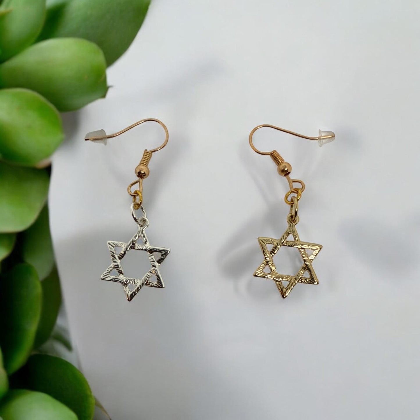 Handcrafted Star Earrings - Mixed Metal Silver and Gold Tones, Unique Boho Jewelry