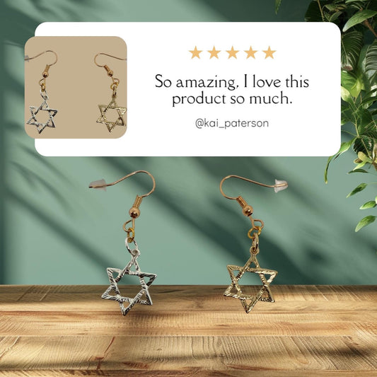 Handcrafted Star Earrings - Mixed Metal Silver and Gold Tones, Unique Boho Jewelry